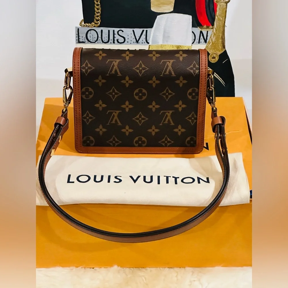 🔥 LOUIS VUITTON REVERSE MONOGRAM MINI DAUPHINE SHOULDER BAG FULL INCLUSION - Picture 11 of 17